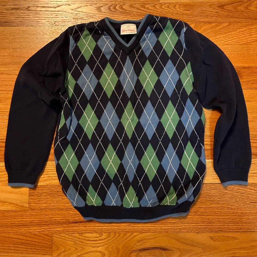Hanna Andersson Blue Argyle Sweater Size 130